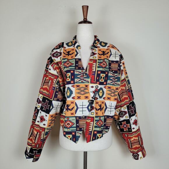 VTG Mo Betta Shirt XL Western Aztec Southwestern Rodeo Cowgirl Asymmetrical 90s - Picture 1 of 11